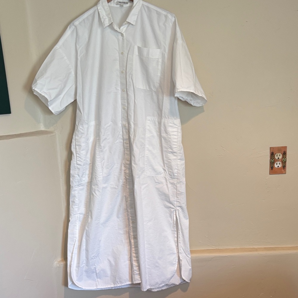 Madewell White Oversized Button-Up Shirt Dress